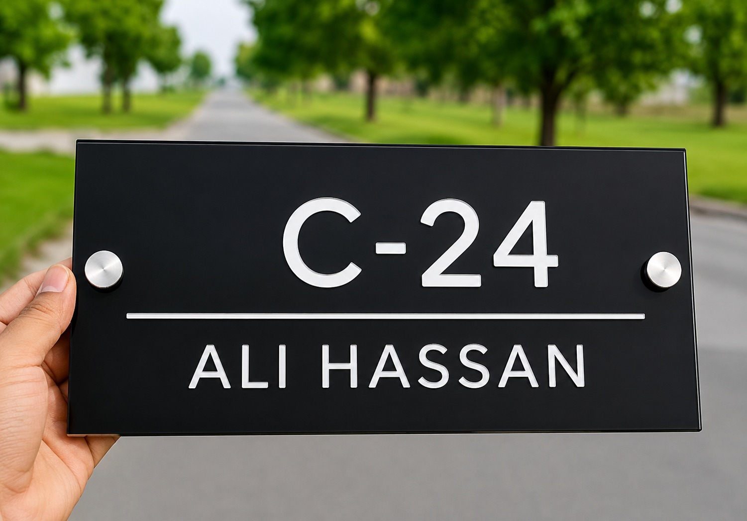 Customized Acrylic House Number & Name Plate – Modern Black Address Sign - Home & Decor - Acrylic Store Pakistan - View 2