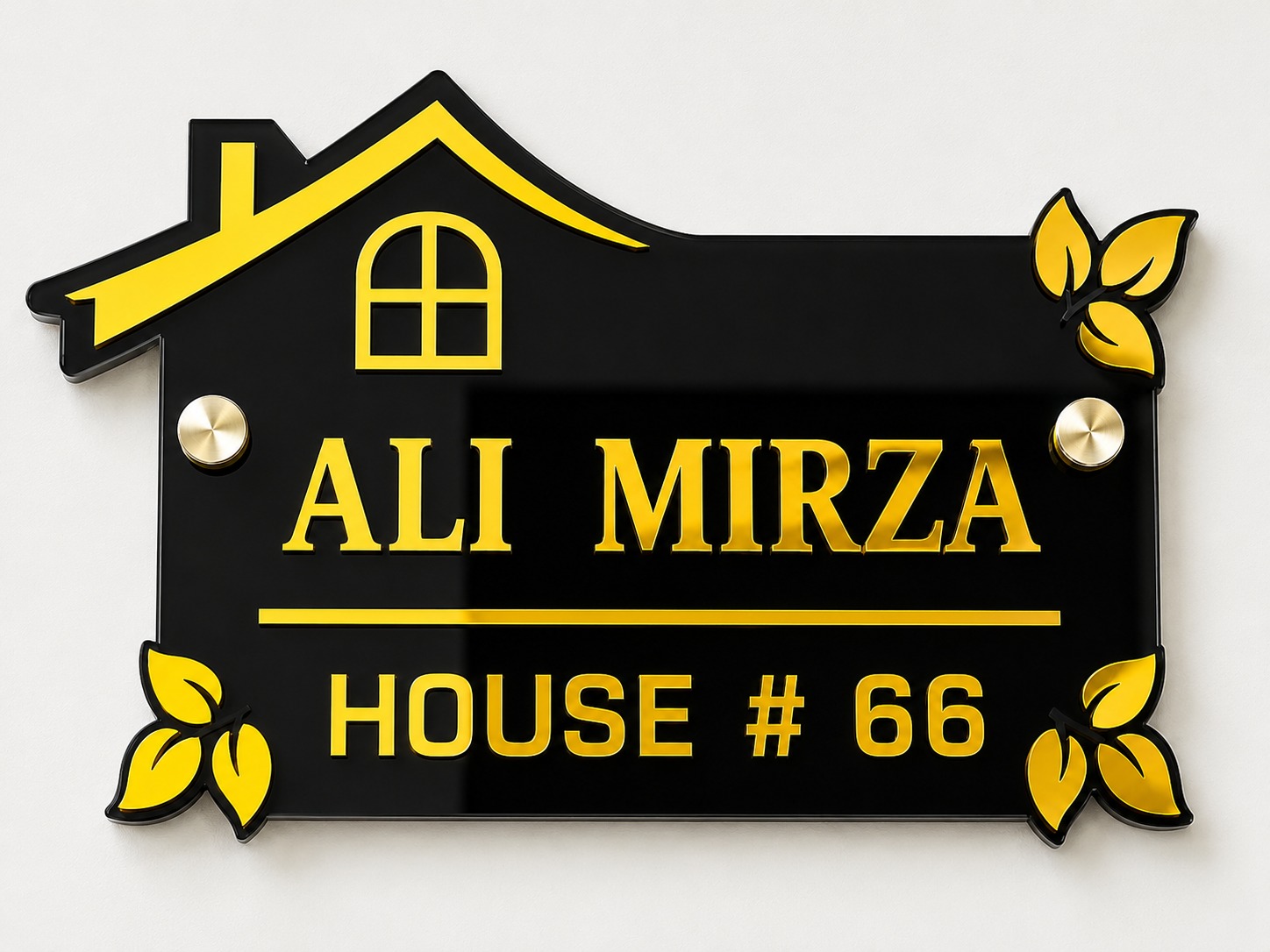 Customized Acrylic House Number & Name Plate – Modern Black Address Sign - Home & Decor - Acrylic Store Pakistan - View 4